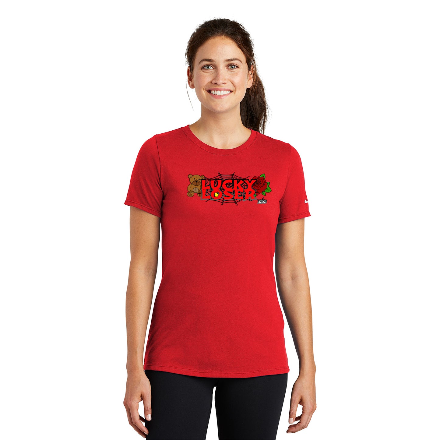 Lucky Loser Womens Nike Tee in Red